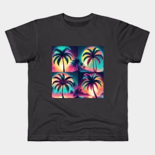 4 Square Palm Trees Kids T-Shirt